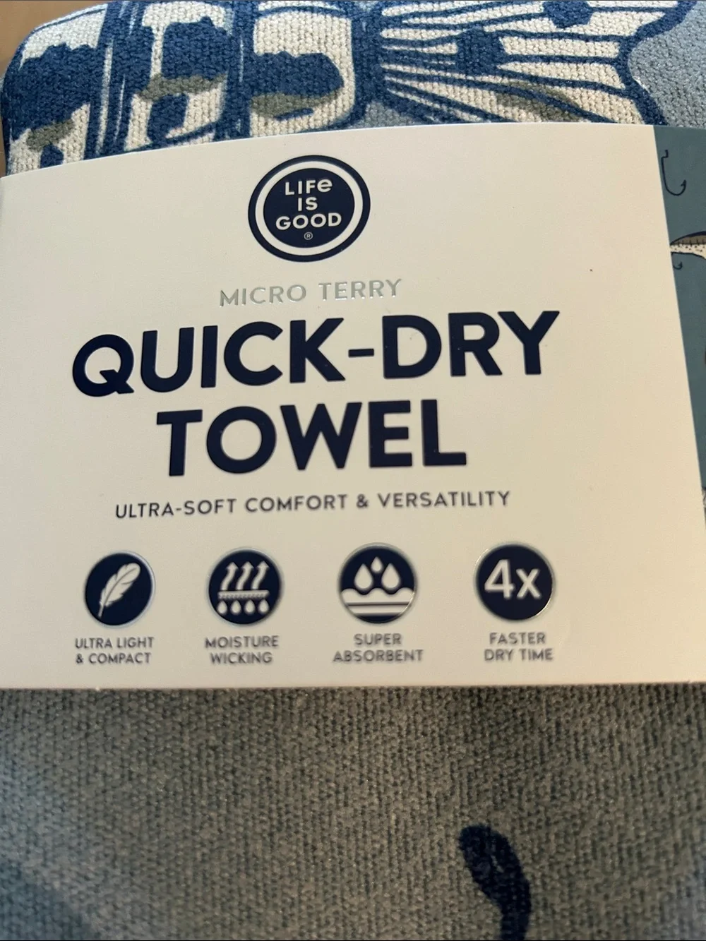Life Is Good Blue & Gray Micro Terry Quick-Dry Towel